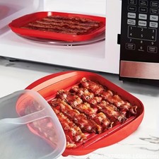 Red Microwave Bacon Pan Wave