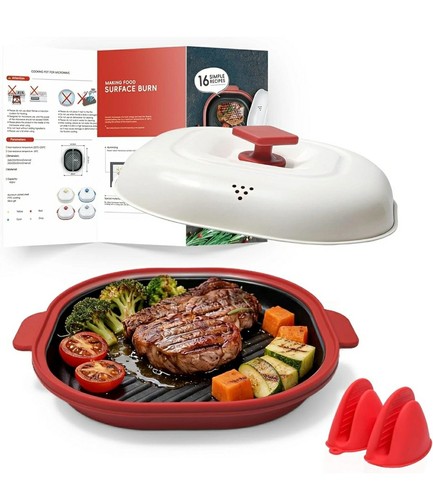 Red microwave grill pan - red,